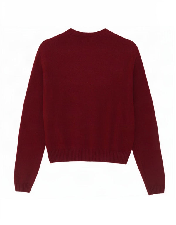 Zara Dame Cardigan Sweater UK 18 XL Burgundy Wool