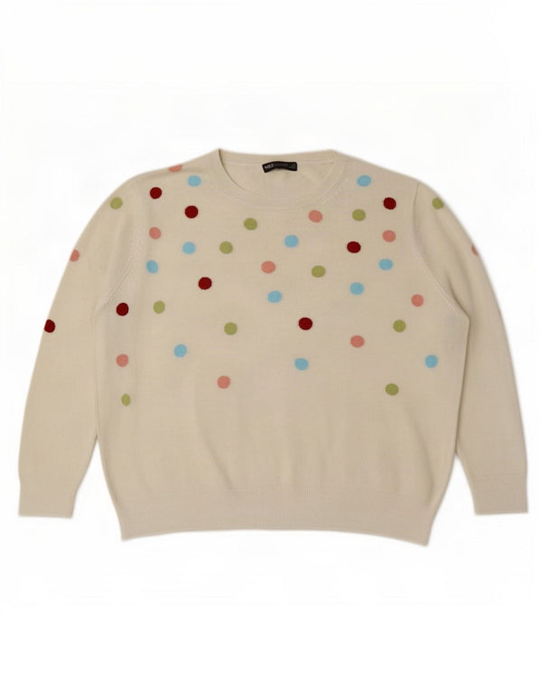Marks & Spencer Dame sweater med rund hals DK 22 3XL Hvid Polka Dot