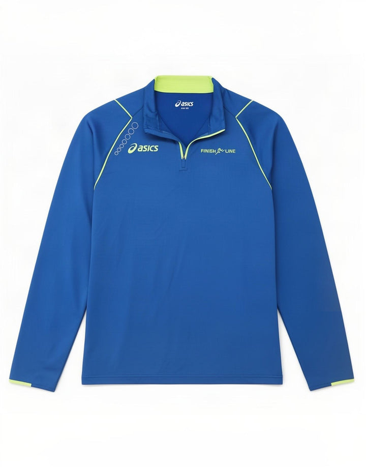 Asics Herre grafisk lynlås hals top langærmet 2XL blå Colourblock polyester