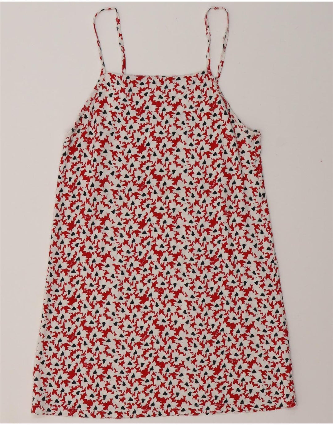 TOMMY HILFIGER Dame Abstrakt mønster bluse Top UK 12 Medium Rød