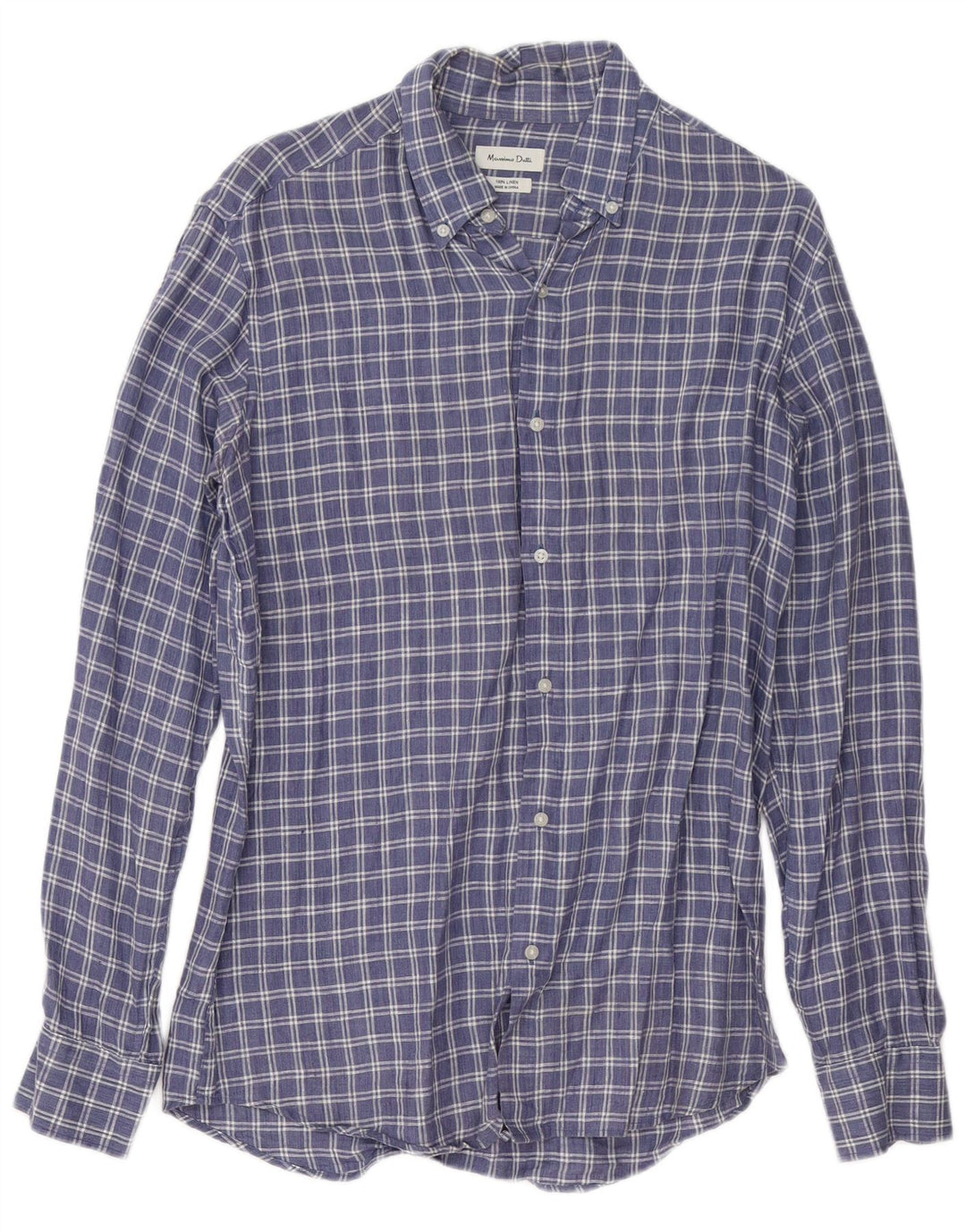 Massimo Dutti herreskjorte mellemblå ternet hør