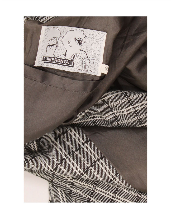 VINTAGE Mens 2 Button Blazer Jacket IT 50 Large Grey Check