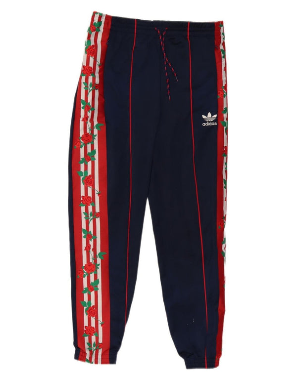 Adidas Graphic Tracksuit Bukser til kvinder Joggers UK 8 Small Navy Blue