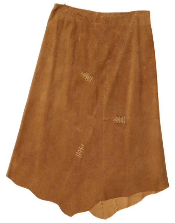 Conbipel Womens High Waist Suede Asymmetrical Skirt IT 48 XL W30 Brown