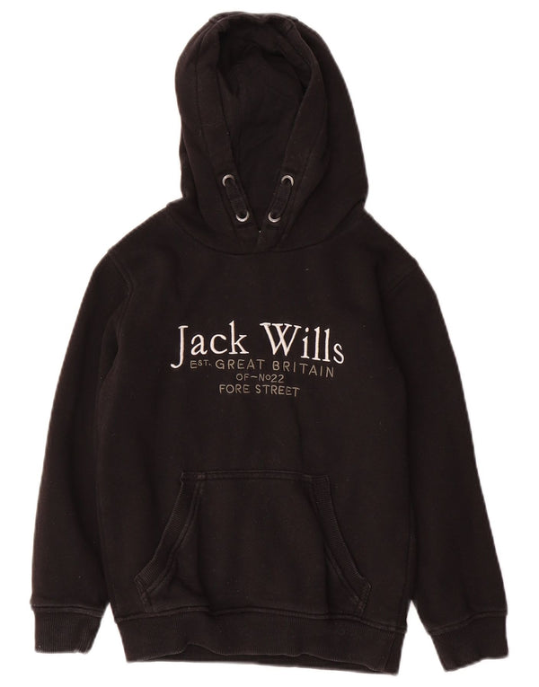 JACK WILLS Grafisk hættetrøje til drenge 7-8 år Sort bomuld