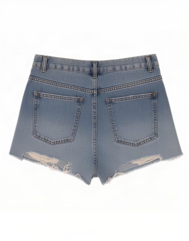 Topshop Dame Distressed Denim Shorts W30 Medium Blue Bomuld