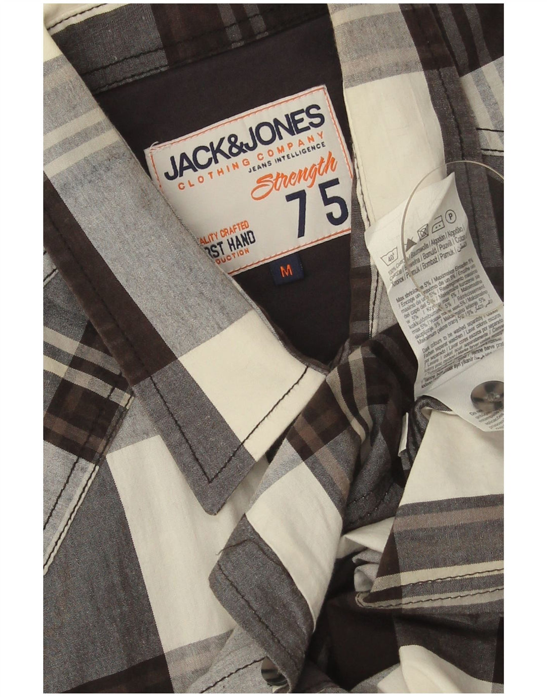 Jack & Jones kortærmet herreskjorte Medium sort ternet bomuld