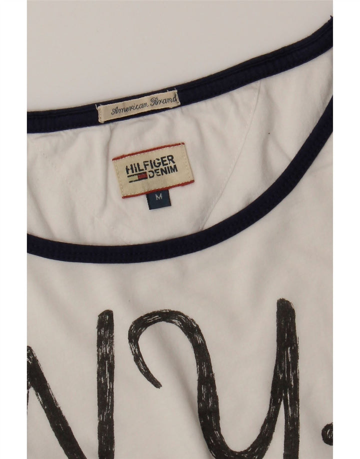 TOMMY HILFIGER Womens Graphic Top 3/4 Sleeve UK 12 Medium White