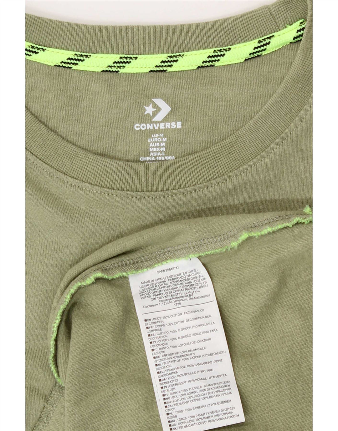 Converse T-shirt kjole til kvinder UK 14 Medium Khaki Bomuld