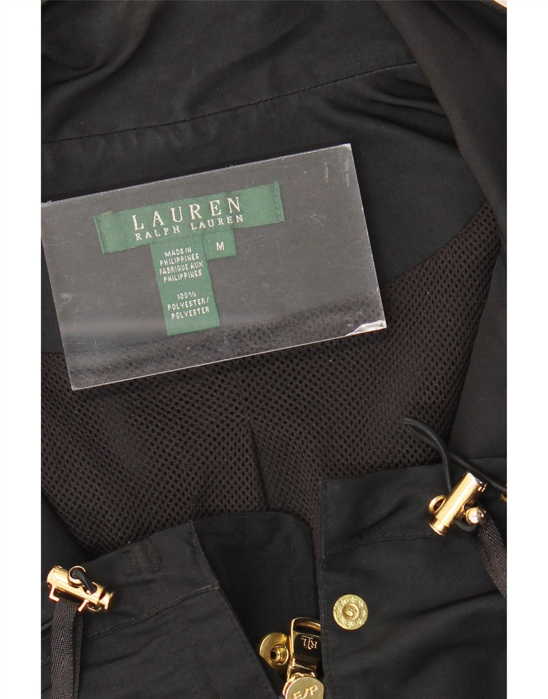 RALPH LAUREN Kvinder Utility Jacket UK 14 Medium Sort Polyester