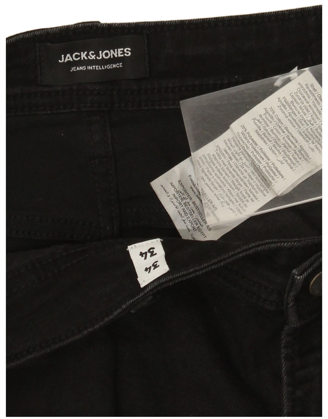 Jack & Jones Straight Jeans til mænd W34 L34 Sort bomuld