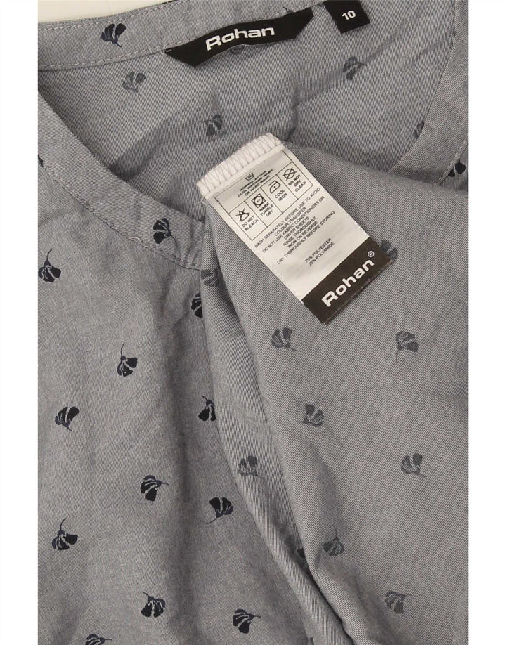 Rohan Dame Shirt Bluse UK 10 Small Grey Floral Polyester
