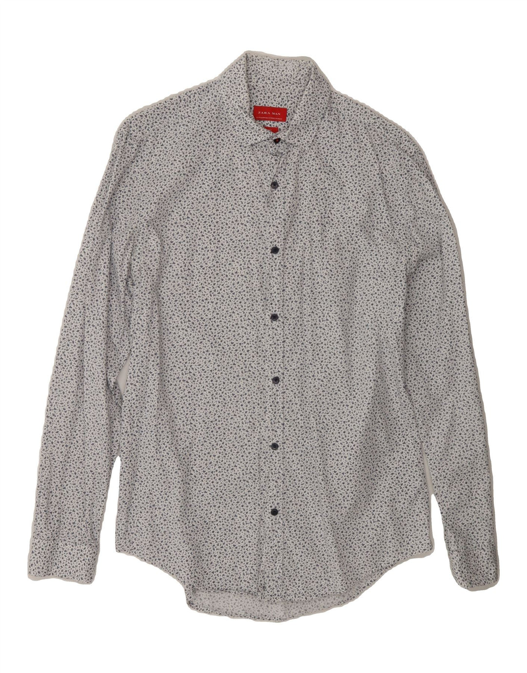 ZARA Mens Slim Fit Shirt Medium White Floral Vintage Zara and Second-Hand Zara from Messina Hembry 
