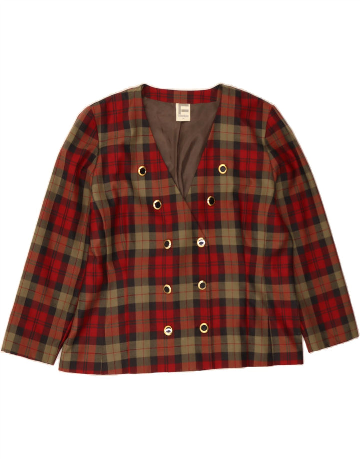FRANKENWALDER Womens Double Breasted Blazer Jacket IT 46 Large Red Check Vintage Frankenwalder and Second-Hand Frankenwalder from Messina Hembry 