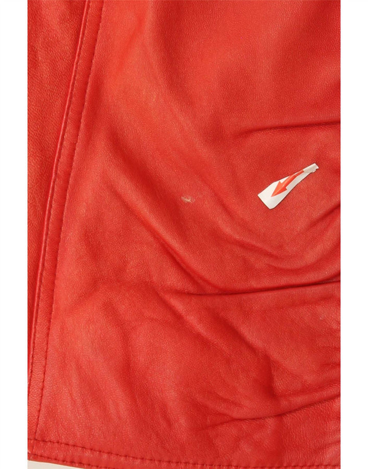 VINTAGE Womens Crop læder racerjakke IT 42 Medium rødt læder