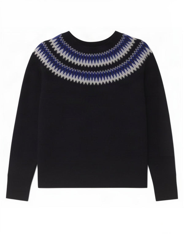 Hobbs Dame Boat Neck Jumper Sweater UK 14 Medium Navy Blue Fair Isle