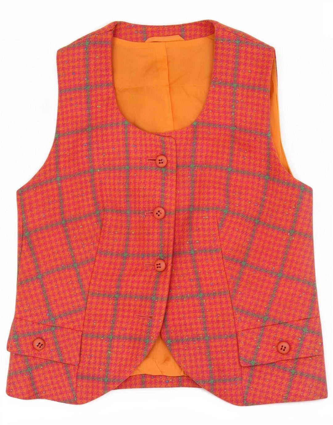 Vintage damevest UK 10 Small Orange Houndstooth