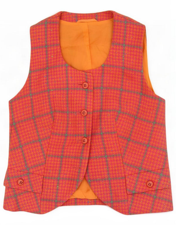 Vintage damevest UK 10 Small Orange Houndstooth