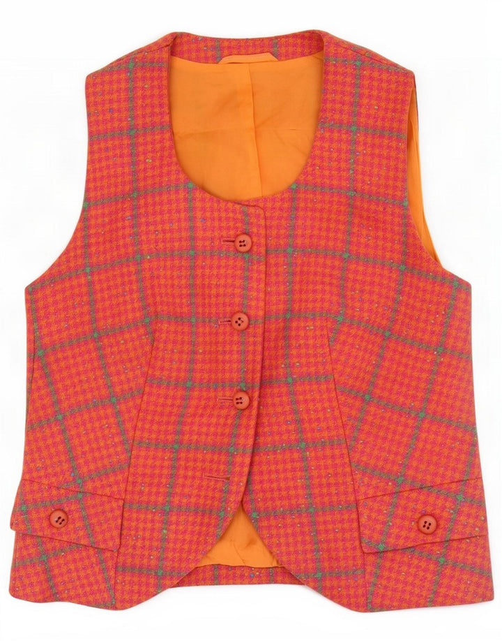 Vintage damevest UK 10 Small Orange Houndstooth