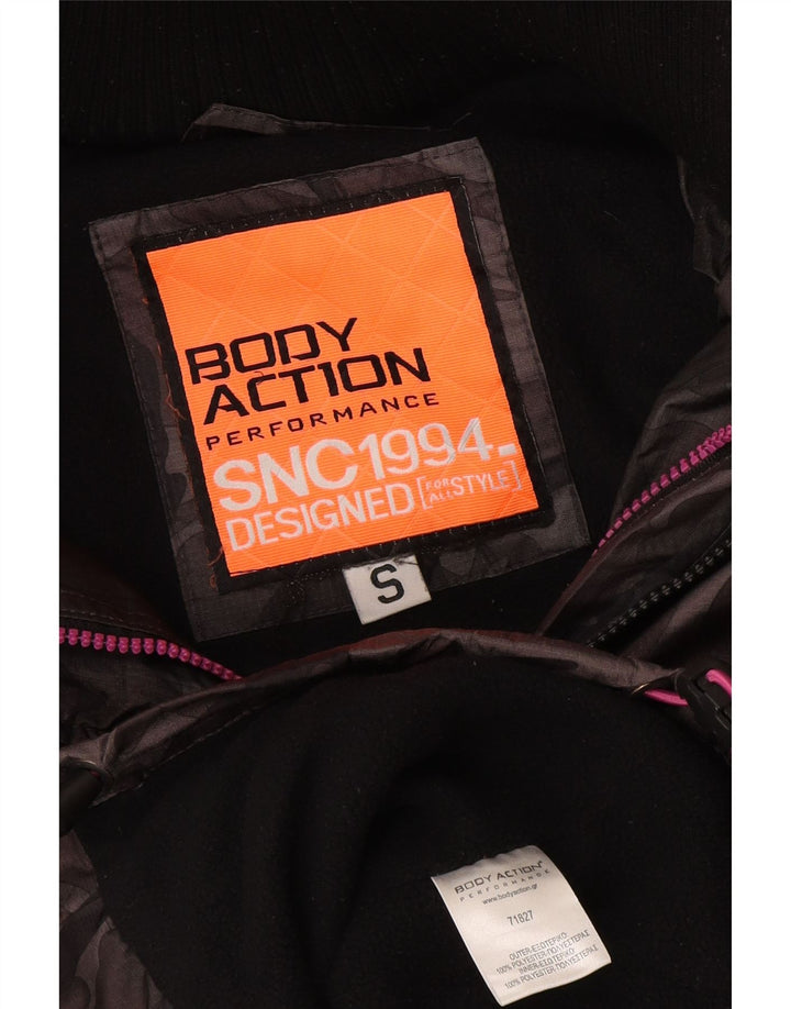 Vintage vindjakke med hætte til kvinder UK 10 Small Grey Camouflage