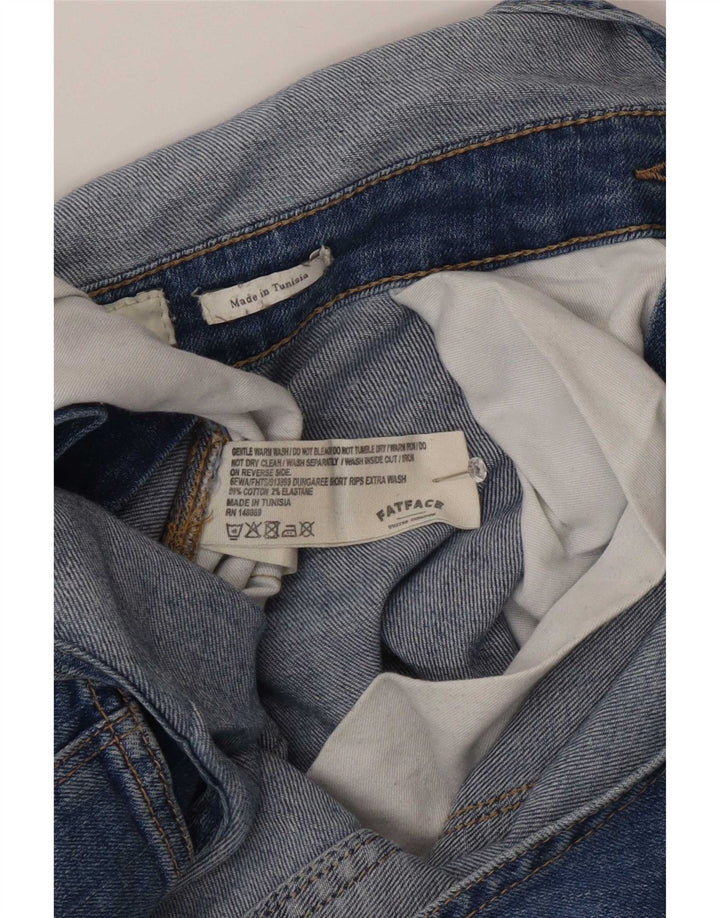 Fat Face Kvinders Distressed Dungarees Denim Shorts UK 12 Medium W32 Blue