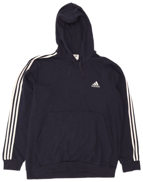Adidas Mens Hoodie Jumper 2XL Navy Blue Cotton