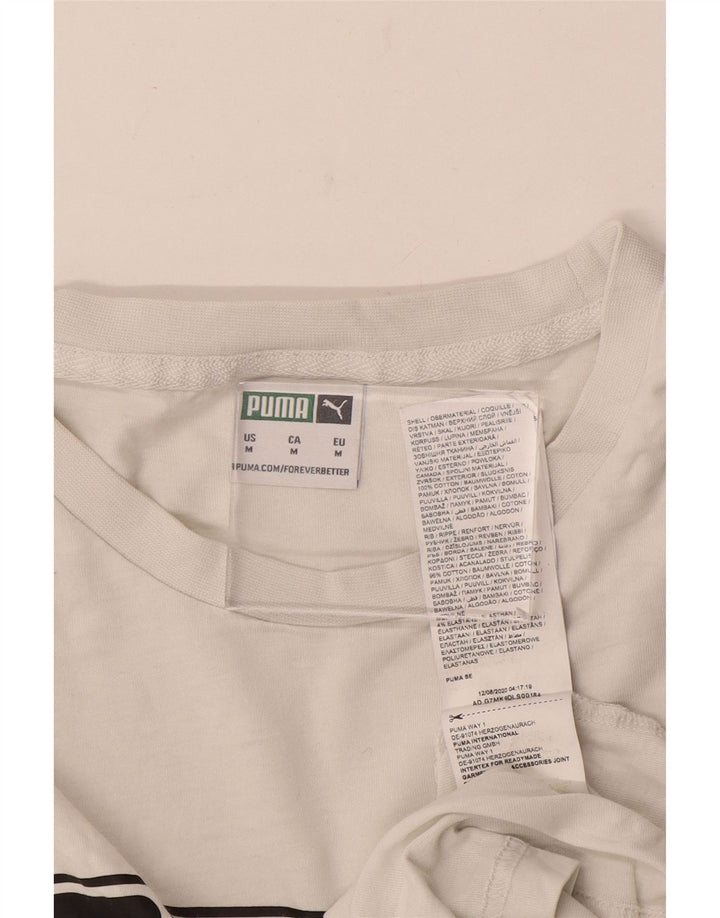 Puma Herre grafisk T-shirt Top Medium Hvid Bomuld