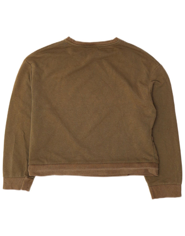 Zara Womens Oversized Sweatshirt Jumper UK 10 Small Khaki Cotton