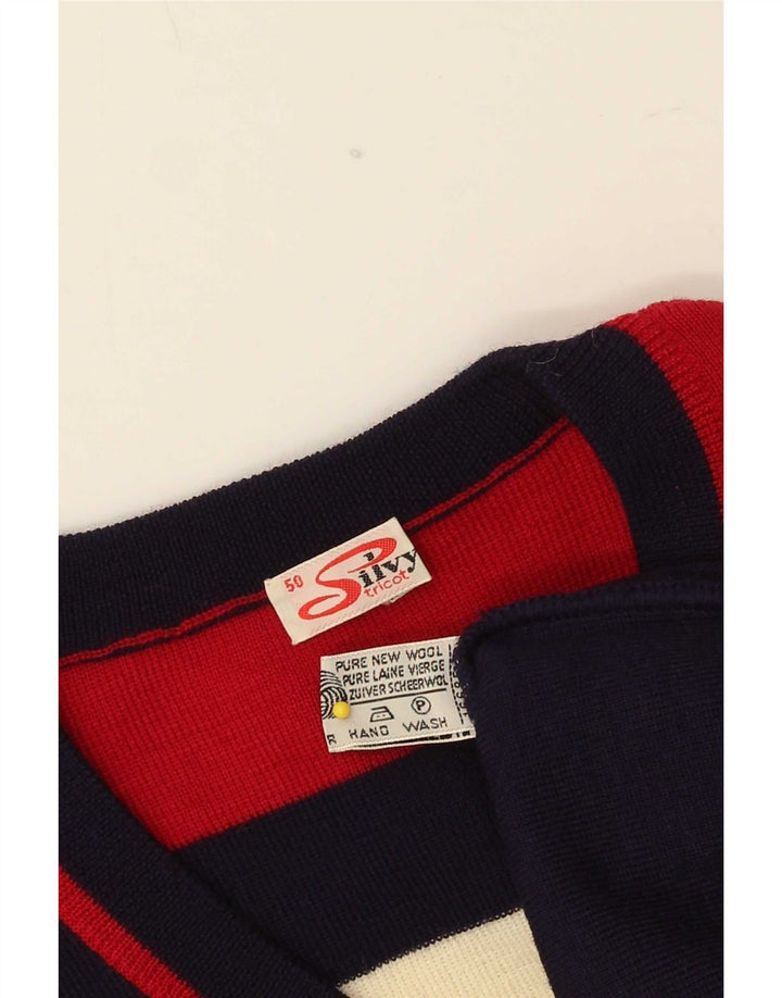 Silvy Herre V-hals sweater IT 50 Medium Navy Blue Colourblock
