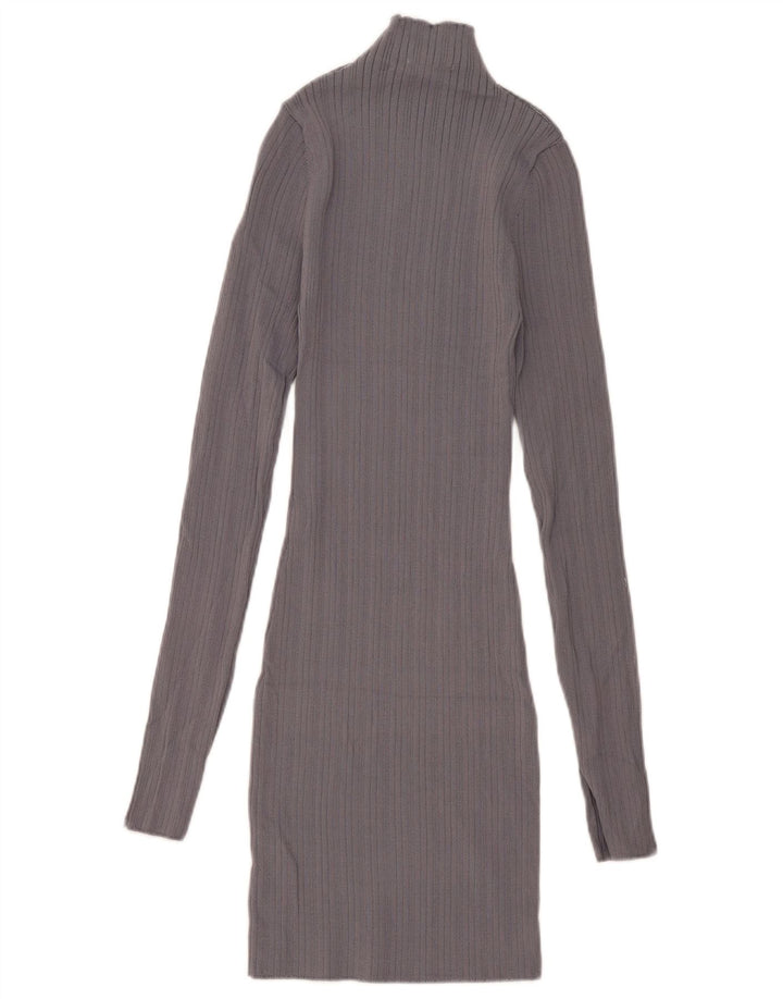 Zara Dame Langærmet Bodycon Kjole UK 8 Lille Grå Polyamid