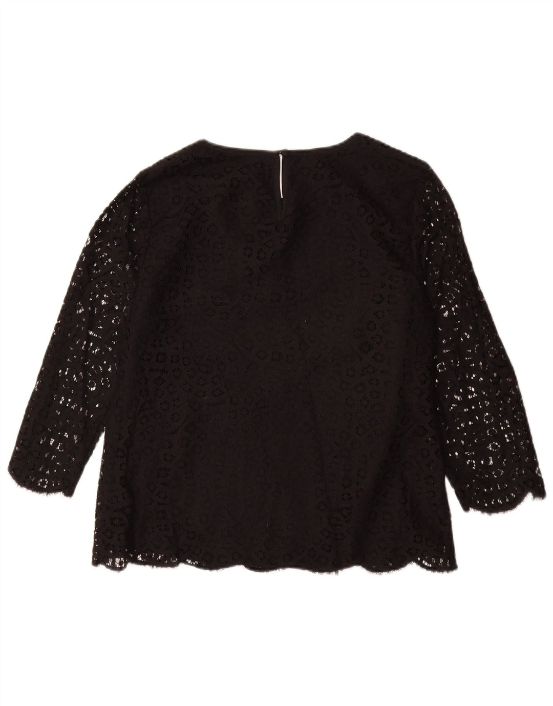 J. CREW Dame 3/4-ærmet bluse top US 8 Mellem sort blomstret bomuld