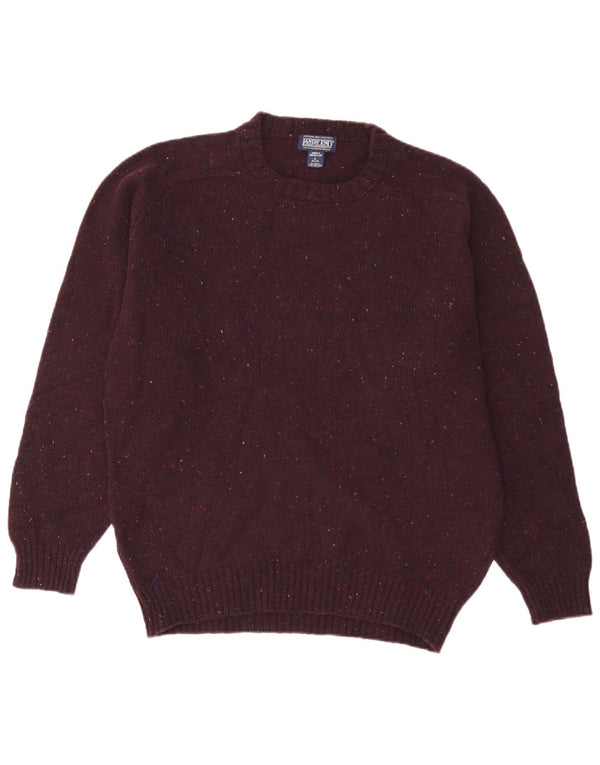Lands End Herre Regular Fit Crew Neck Jumper Sweater Large Burgundy Flecked