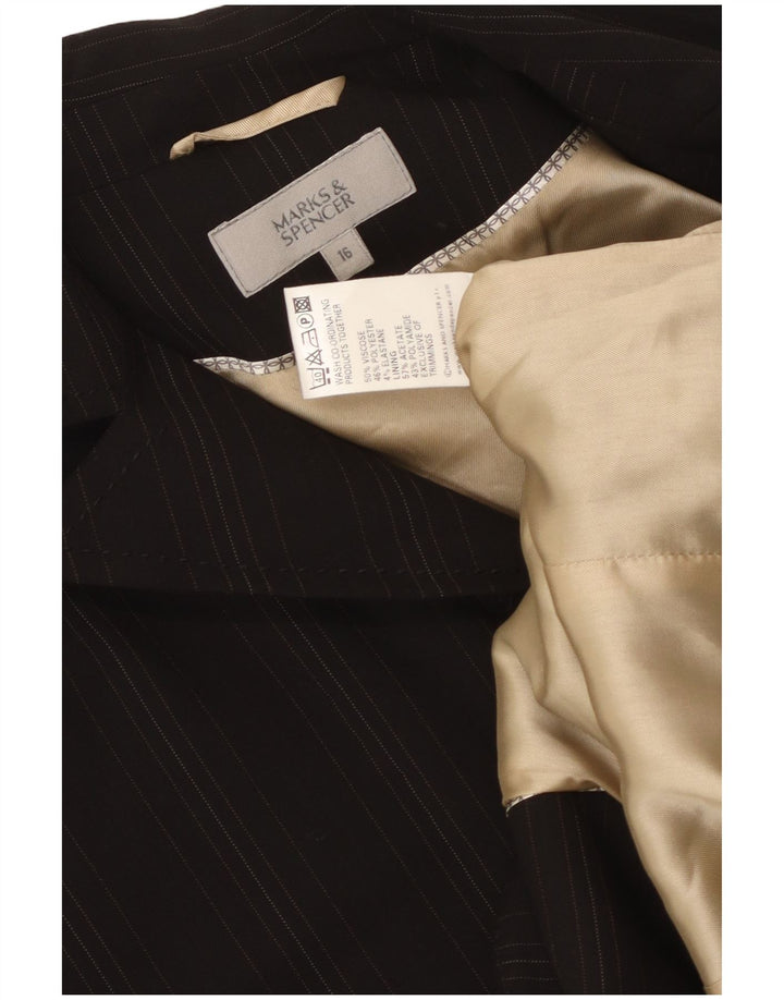 Marks & Spencer Dame 2-knaps blazerjakke UK 16 Stor sort stribet