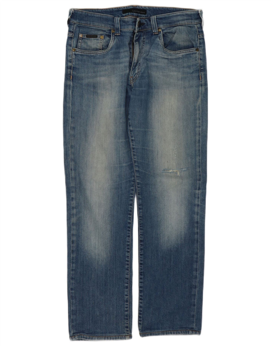 CALVIN KLEIN Distressed Slim Jeans til mænd W34 L30 Blå