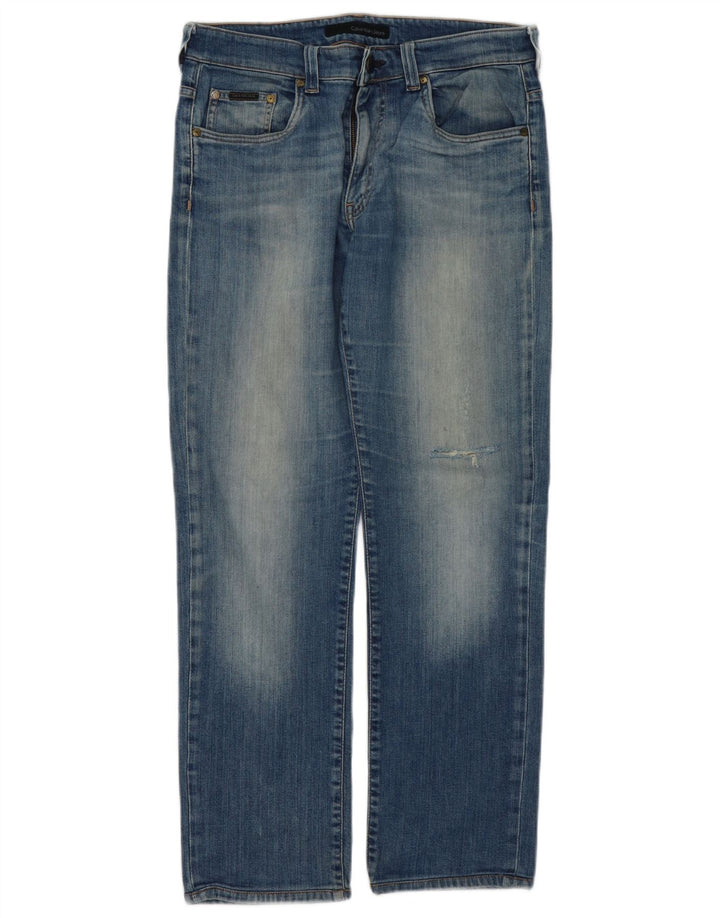 CALVIN KLEIN Distressed Slim Jeans til mænd W34 L30 Blå