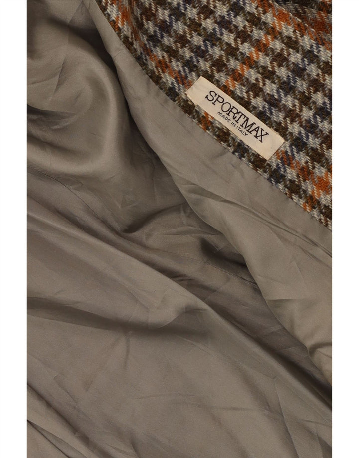 Sportmax Dame 2-knaps blazerjakke UK 12 Medium Brown Houndstooth