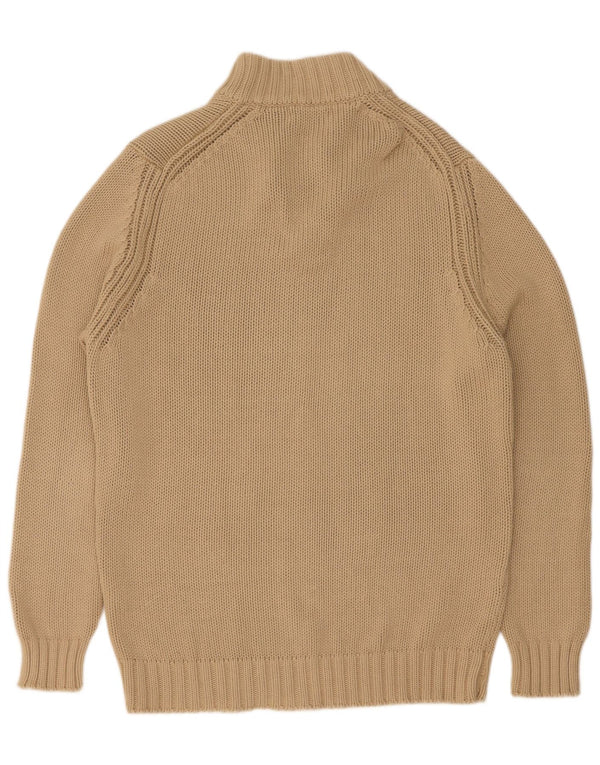 Zara Herre Button Neck Jumper Sweater XL Beige Bomuld