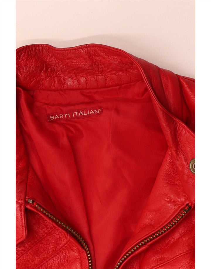 Vintage dame læder racerjakke IT 44 Medium rødt læder