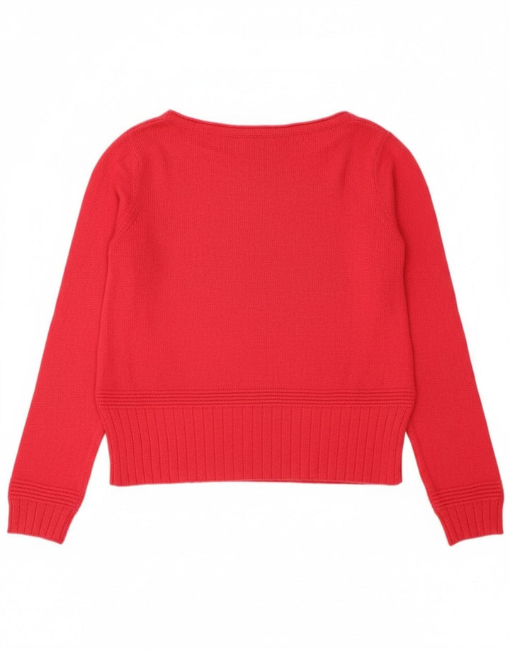 Armani Jeans Dame Crop Boat Neck Jumper Sweater UK 14 Medium Pink