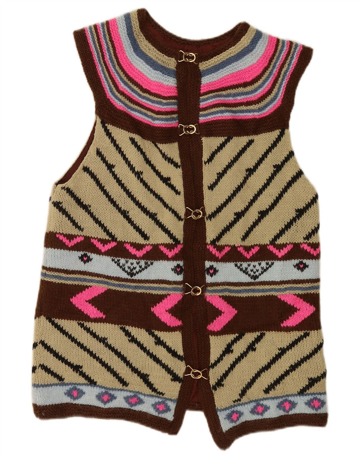 Vintage Dame Cardigan Sweater UK 14 Medium Flerfarvet Geometrisk