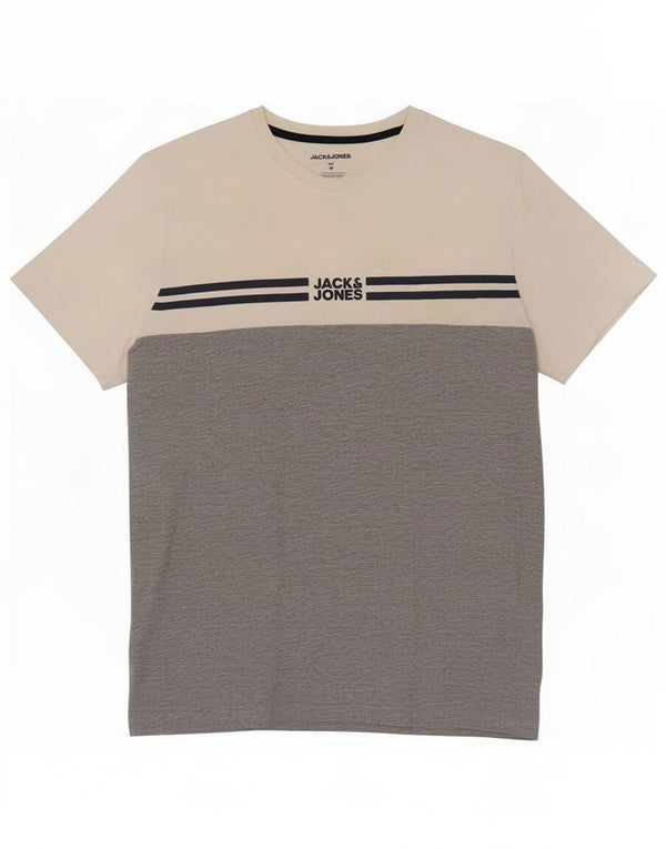 Jack & Jones Grafisk T-shirt herre top Medium Hvid Colourblock Cotton