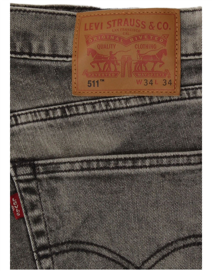 Levi's Herre 511 Slim Jeans W34 L31 Grå Bomuld