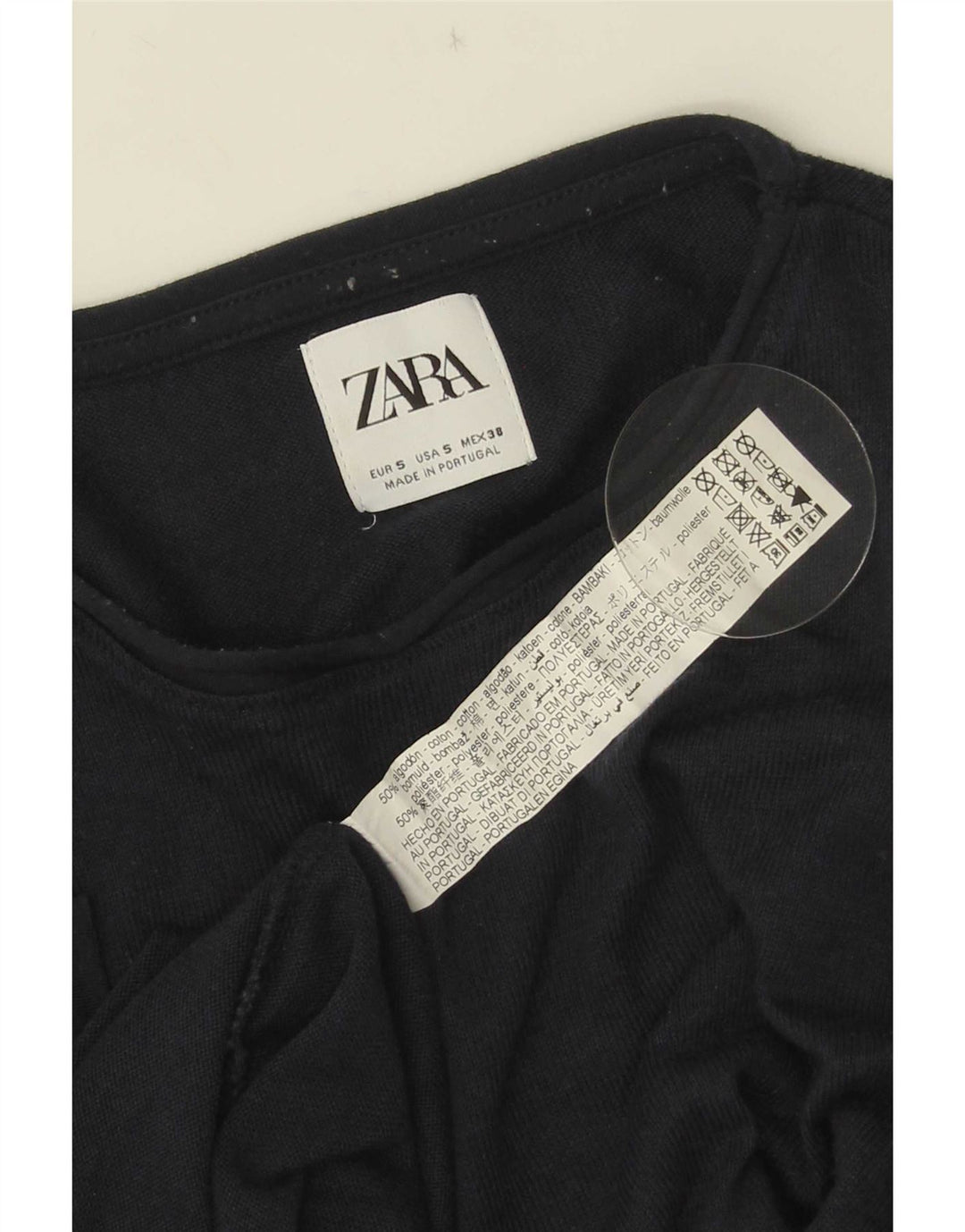 Zara Herre sweater med rund hals, lille marineblå bomuld