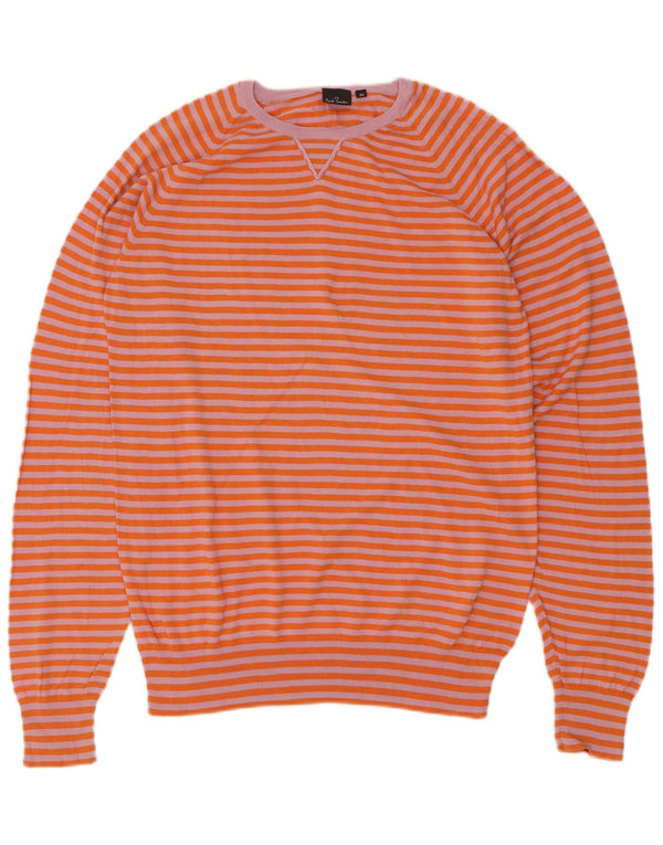 Paul Smith Dame Boat Neck Jumper Sweater UK 14 Medium Orange Stribet
