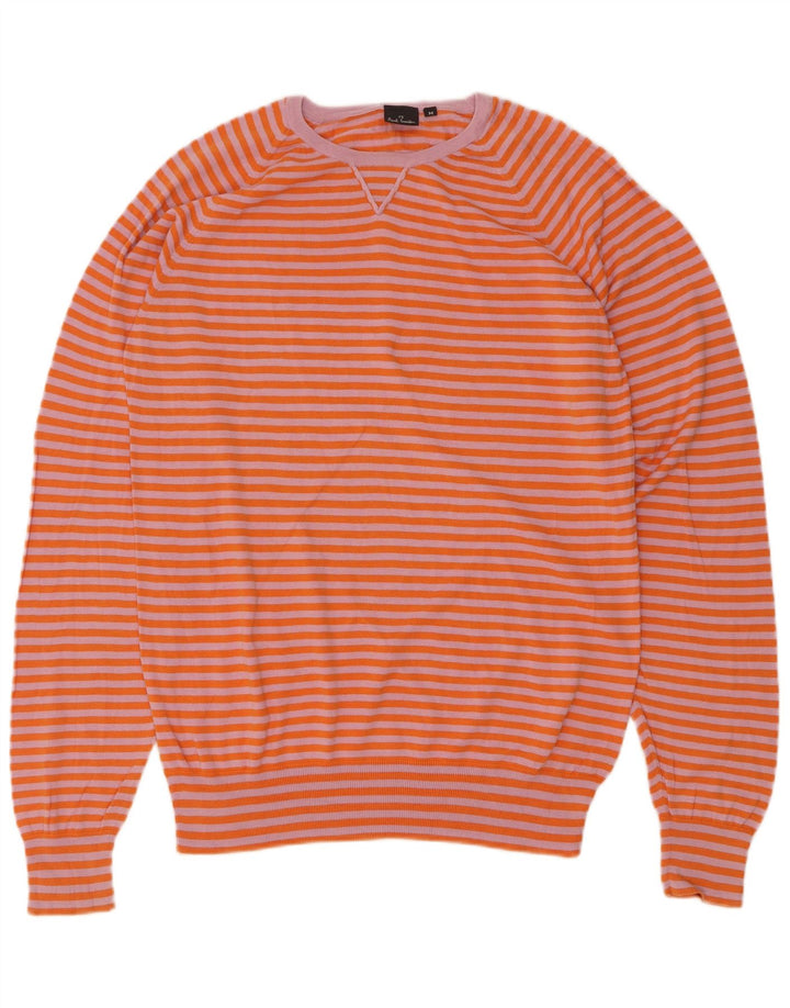Paul Smith Dame Boat Neck Jumper Sweater UK 14 Medium Orange Stribet