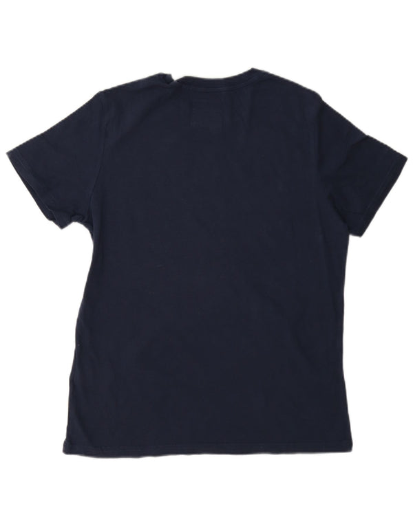 Superdry Grafisk T-shirt top til kvinder UK 12 Mellem marineblå bomuld