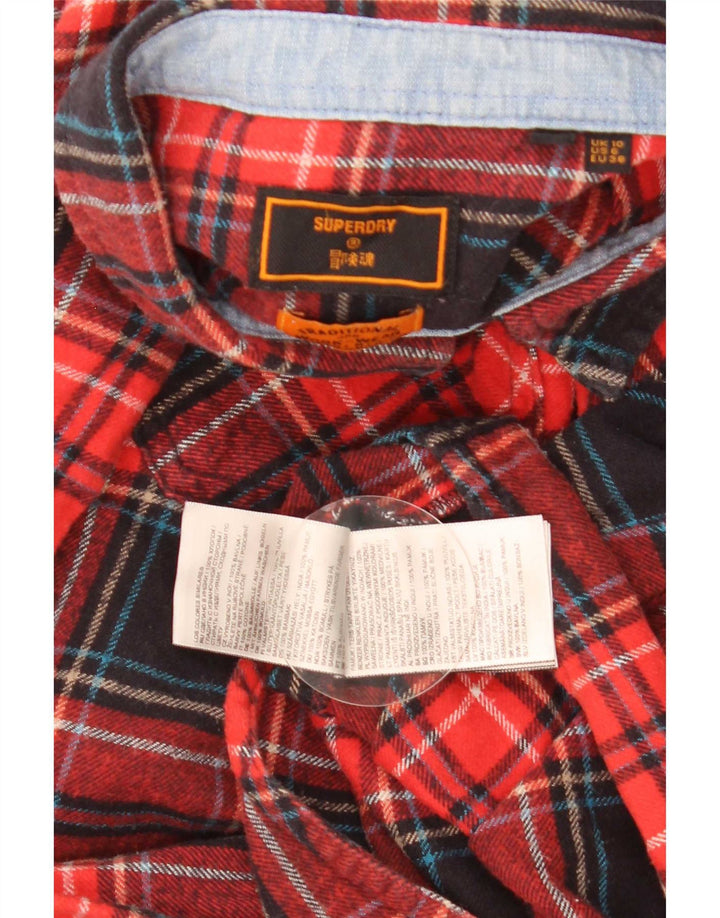 Superdry Kvinders Flannelskjorte UK 10 Small Rød Ternet Bomuld