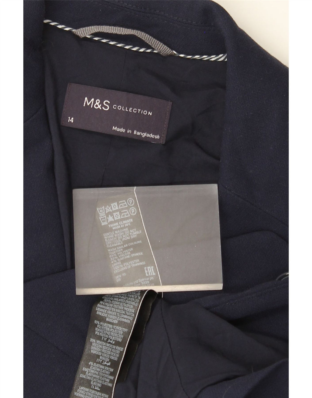 Marks & Spencer Dame 2 Button Blazer Jacket UK 14 Medium Navy Blue