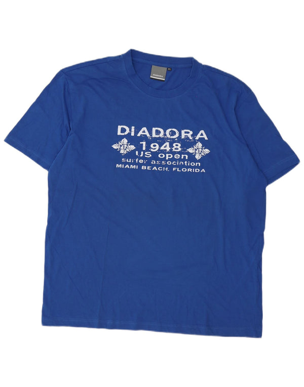 Diadora Herre Grafisk T-Shirt Top XL Blå Bomuld