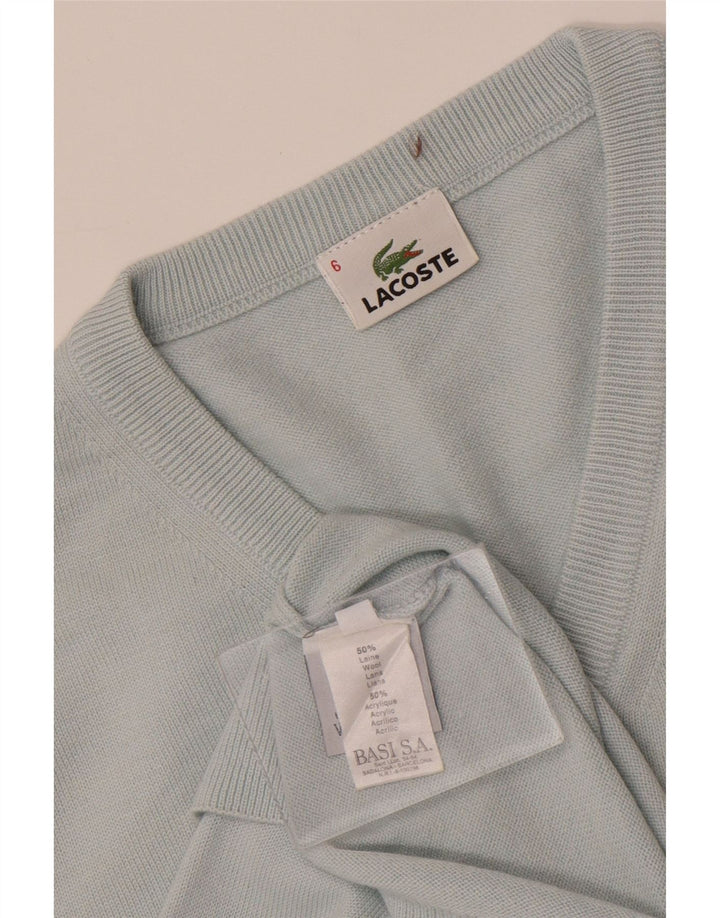 Lacoste Herre V-hals sweater str. 6 XL Blå uld